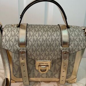 Gorgeous Gold Michael Kors Purse Manhattan Satchel,